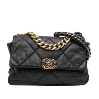 Chanel Pre-owned Large 19 Flap Bag - Dames - Pre-owned - Zwart - Maat: ONE Size Leer