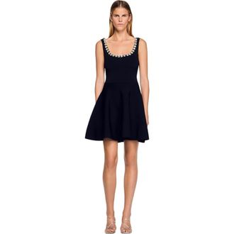 Sandro Short dress with rhinestone neck in Black at Nordstrom, Size 34 Eu