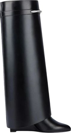 Givenchy Schoenen, Dames, Zwart, 39 EU, Leer, Shark Pinch Hoge Laarzen 90mm