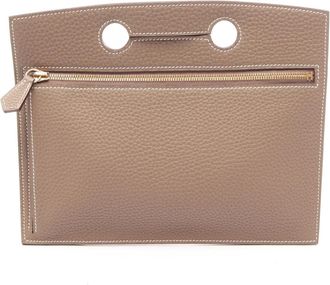 Herm&egrave;s Etoupe Gray Gray Togo Leather Pouch (Pre-Owned)