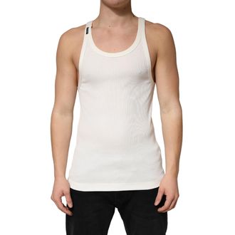 Dolce & Gabbana Ivory Cotton Ribbed Sleeveless Tank Top Mens T-shirt