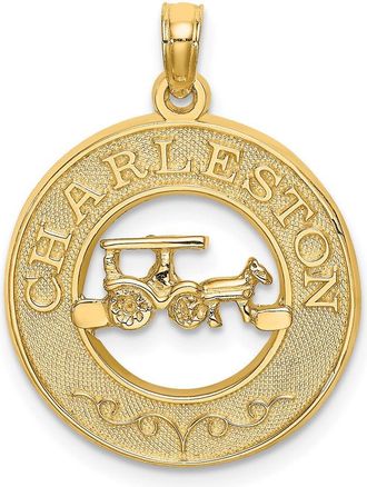 Diamond2Deal 14k Yellow Gold CHARLESTON with Horse and Buggy Charm Pendant