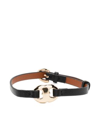 Tory Burch Gemini leather bracelet - women - Leather - One Size - Black
