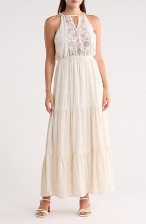Lovestitch Tiered Halter Dress in Off White/Taupe at Nordstrom Rack, Size Medium