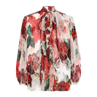 Dolce & Gabbana Blouses, female, Multicolor, Size: S Silk Chiffon Floral Shirt