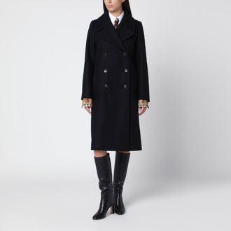 Dries Van Noten Black double-breasted coat in wool blend