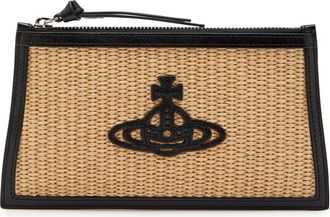 Vivienne Westwood Logo-appliqu&eacute;d Raffia Clutch - Natural - One Size