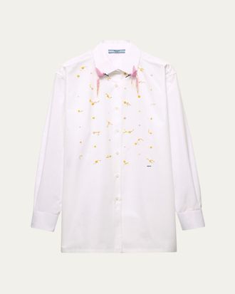 Prada Embellished Cotton Button-Down Shirt