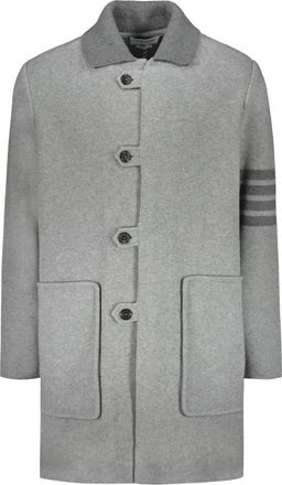 Thom Browne Gestreepte wollen jas - Heren - Mantel - Grijs - L - Wol - Jassen