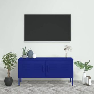 Berkfield Home TV Cabinet Navy Blue 105x35x50 cm Steel | Size: 105 x 35 x 50 cm