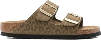 Birkenstock Arizona leopard-print double-buckle sandals - women - Polyurethane/Fabric/Rubber - 38 Regular - Brown