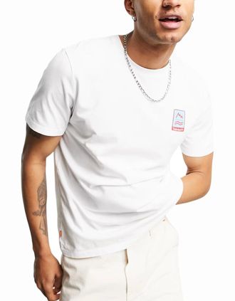 Timberland Mens Timberland A2DV3 Back Print Mens T Shirts Crew Neck Pullover Casual Cotton New - White - Size: 36
