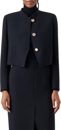 Akris Kadet Short Wool Jacket in Black at Nordstrom, Size 12