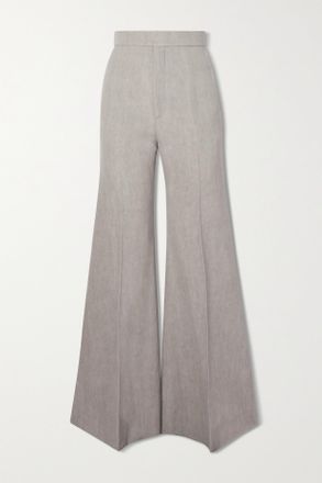Chlo&eacute; Pantaloni A Gamba Larga In Twill Di Lana A Pieghe - Marrone