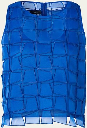Akris Embroidered Organza Sleeveless Blouse
