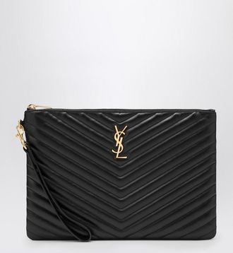 Saint Laurent Cassandre black quilted leather tablet sleeve