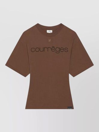 Courr&egrave;ges short sleeve crew neck nylon silk top