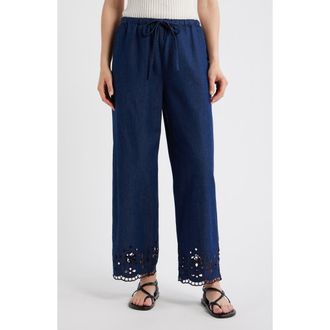Madewell Eyelet Denim Pull-On Pants in Marfield Wash at Nordstrom, Size Xx-Small