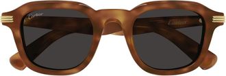 Cartier Zonnebril - Heren - Zonnebrillen - Bruin - 49 MM - Nylon - Accessoires