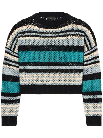 Alanui Cropped Ocean Stripes Sweater with Textured Loose Knit