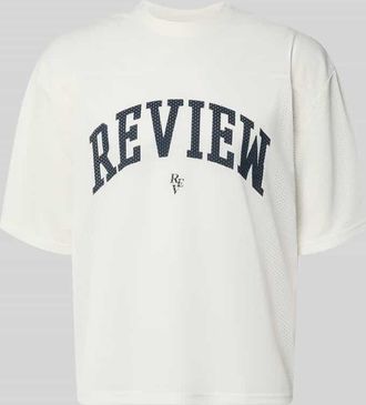 Review T-Shirt aus Mesh mit Logo-Print in Offwhite, Gr&ouml;&szlig;e XXL