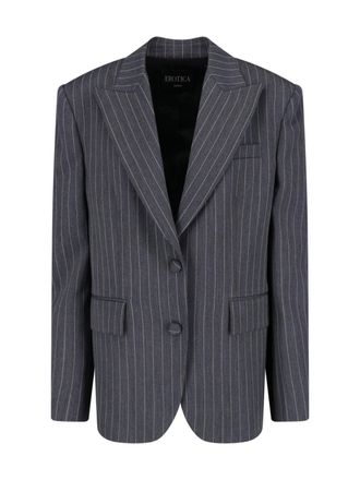 Dondup Grey Wool Cut-Out Cuffs Blazer