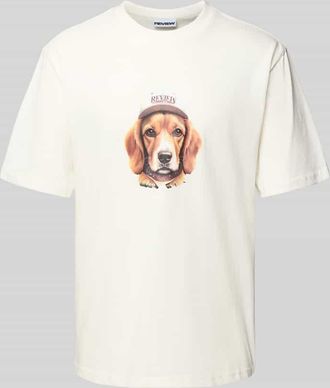 Review T-Shirt mit Label-Print in Offwhite, Gr&ouml;&szlig;e XXL