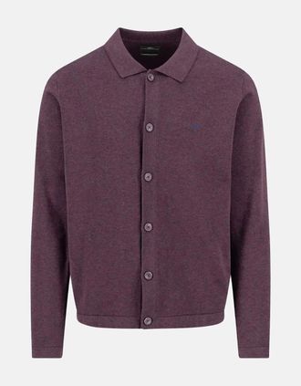 Fynch-Hatton Mens Kent Collar Buttoned Cardigan Aubergine - Brown - Size: 44