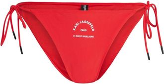 Karl Lagerfeld logo-print string bikini bottoms - women - Elastane/Recycled Polyamide - L - Red