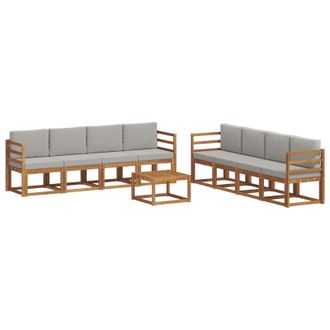 vidaXL Conjunto De Sof&aacute;s De Exterior 9 Pcs Gris Natural Y Claro Vidaxl