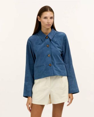Tanya Taylor Gidget Jacket In Steel Blue