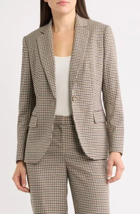 Anne Klein Plaid One-Button Blazer in Anne Black Multi at Nordstrom, Size 12