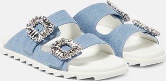 Roger Vivier Slidy Viv embellished denim sandals