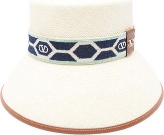 Valentino Garavani Borsa a secchiello VLOGO Signature in paglia - Toni neutri