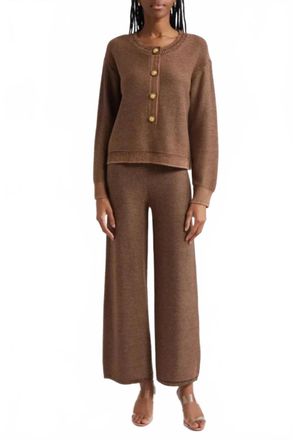 L'agence Hadassah Henley Sweater In Camel/gold