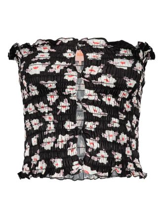 Amy Crookes floral-print top - women - Polyester - XS/S - Black