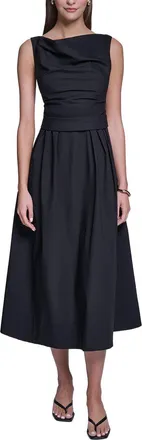 Halston Heritage Sleeveless Cotton Pleated Fit and Flare