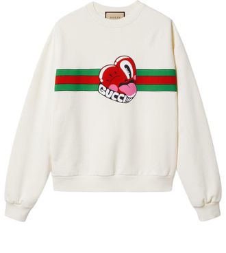 Gucci Cotton Jersey Sweatshirt With Gucci Print Off White 768530-XJGI6-9095