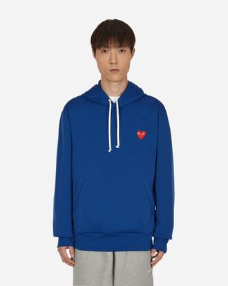 Comme Des Garçons Heart Patch Hooded Sweatshirt Blue
