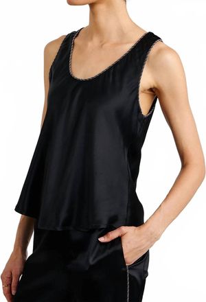 Bella Dahl Beaded Trim Tank Top In Black