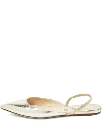 Jimmy Choo London Genoa croc-embossed pointed-toe flat pumps - Silver