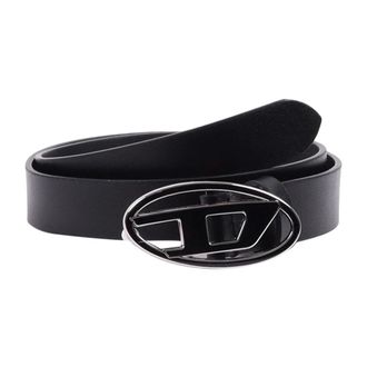 Diesel B-1Dr 25 Leather D Logo Belt - unisex - Diesel - Belts - Black - 80 CM - Accessories