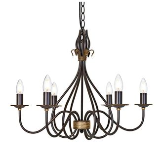 Loops 6 Bulb Chandelier Hanging Pendant LIght Rust/Gold LED E14 60W Bulb