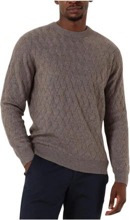 Gentiluomo Taupe Round LS Sweater - Heren - Ronde hals truien - Bruin - L - Truien & Vesten