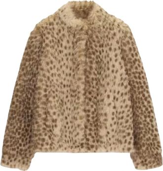 Guess Luna Faux Fur Jacket - Dames - Jassen - Beige - Maat: M Zijde