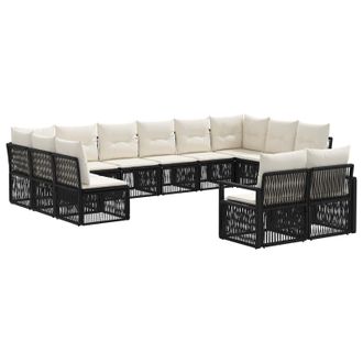 vidaXL Set Divano Da Giardino 12 Pz Nero Polyrattan Vidaxl