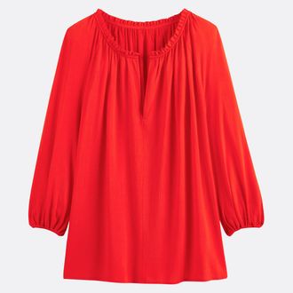 La Redoute Collections V-hals crepon blouse, 3/4 mouwen