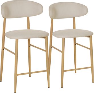 Happy Garden Pack De 2 Taburetes De Bar De Metal Efecto Madera Beige Claro Simon