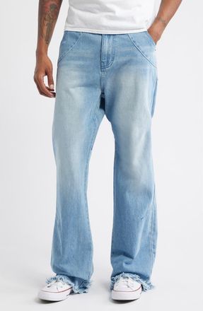 Honor The Gift Dart Five-Pocket Fray Hem Jeans in Blue at Nordstrom, Size 34
