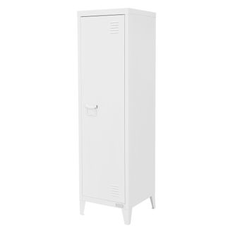 ML Design Ml-design - Archivador Alto De Oficina 38x38x137,5 Cm Acero Blanco Armario Independiente Con 4 Patas Mesita Auxiliar Met&aacute;lica Con 3 Compartimentos Mue